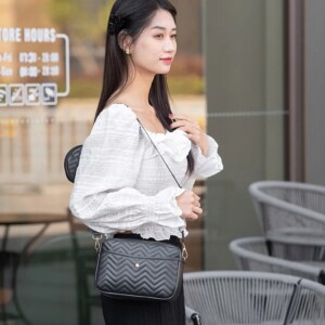 Torebka damska listonoszka czarna eko skóra zestaw 2szt chevron - miniatura 15