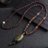 Naszyjnik drewniany nepal buddyjski mala amulet koralik handmade tybetański - miniatura 2