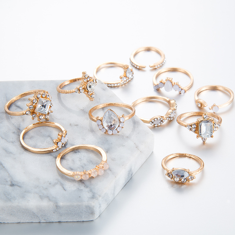 Złoty zestaw pierścionków retro punk boho 10 - obrazek 3