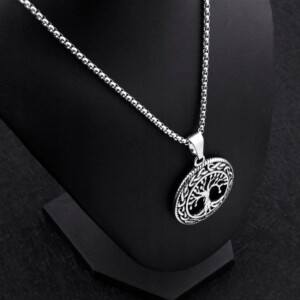 Naszyjnik srebrny łańcuszek stal drzewo życia 335 - miniatura 14