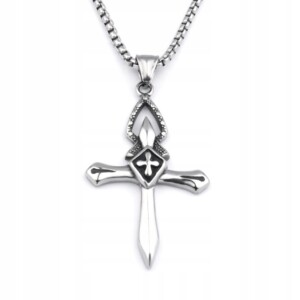 Naszyjnik srebrny stal krzyżyk krzyż modlitwa 368 - miniatura 1