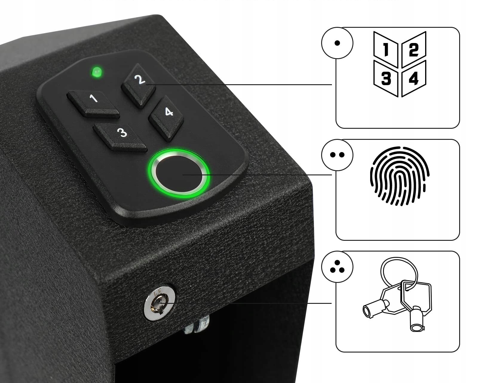 Sejf na pistolet biometryczny na kod kluczyk kantor jubiler szybki dostęp - obrazek 3