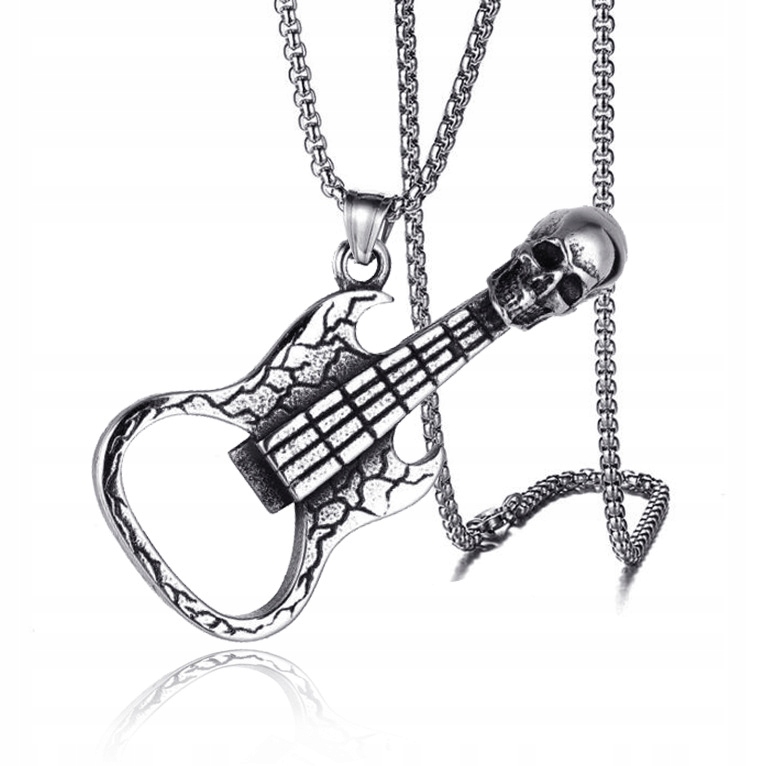 Naszyjnik metal czacha gitara muzyk artysta 376 - zdjęcie 2