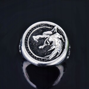Pierścień sygnet wilk walka nordycki gotyk 501 - miniatura 8