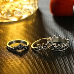 Srebrny zestaw pierścionków retro punk boho 09 - miniatura 8