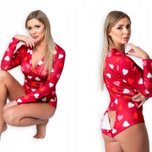 Piżama damska prezent na walentynki dla dziewczyny rozpinana serduszka l - miniatura 2