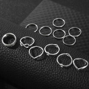 Srebrny zestaw pierścionków retro punk boho 04 - miniatura 6