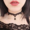 Choker na szyje koronkowy gotycki haft czarny naszyjnik elegancki - miniatura 1