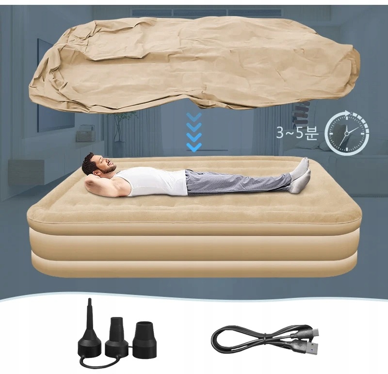 Materac kempingowy podwójny 2osobowy automatyczny wygodny łóżko turystyczne - obrazek 13