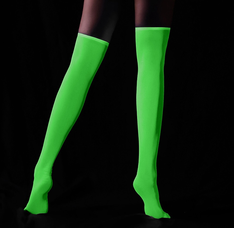 Pończochy świecące w ciemnośći zakolanówki samonośne damskie seksowne fluo - obrazek 11