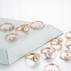 Złoty zestaw pierścionków retro punk boho 10 - miniatura 2