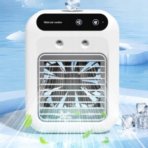 Mini klimatyzer wentylator nawilżacz 500ml powietrza 3w1 chłodzenie cichy - miniatura 5
