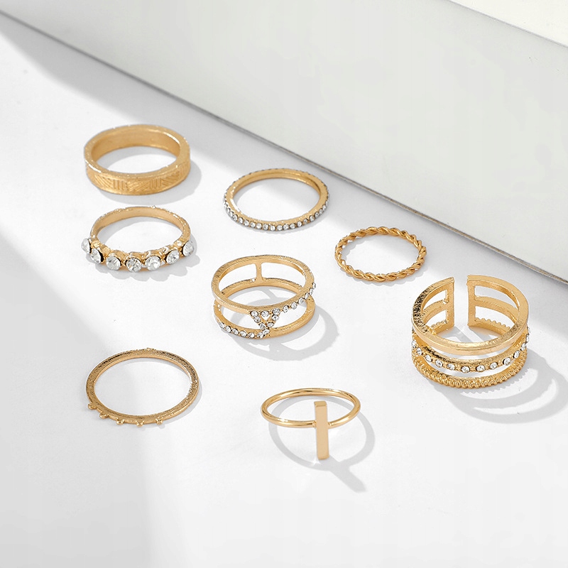 Złoty zestaw pierścionków retro punk boho 07 - obrazek 4