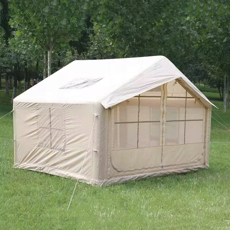 Duży namiot kempingowy pompowany 5 osobowy dmuchany pompka 8m2 320x250cm - zdjęcie 6