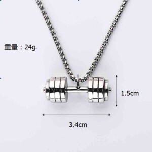 Naszyjnik srebrny sztanga hantla siłownia 360 - miniatura 2