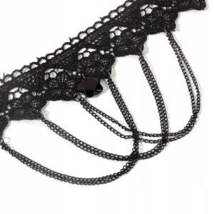 Choker koronkowy haft czarny naszyjnik gothic ch02 - miniatura 3