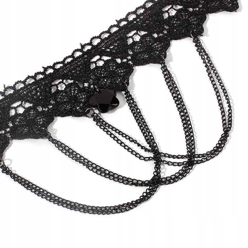 Choker koronkowy haft czarny naszyjnik gothic ch02 - zdjęcie 3