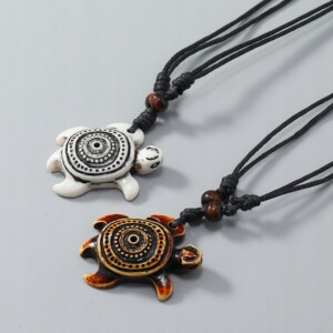 Naszyjnik żółw morski surferska kite windsurfing rzemyk rasta biały - miniatura 4