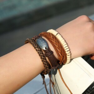 Bransoletka męska skórzana zestaw komplet 301 - miniatura 2