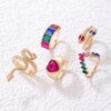 Zestaw złotych pierścionków retro punk vintage 5 sztuk wąż serce multicolor - miniatura 8