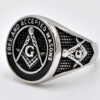 Pierścień sygnet masonów srebrny stalowy 503 - miniatura 3