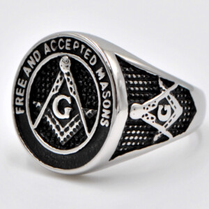 Pierścień sygnet masonów srebrny stalowy 503 - miniatura 3