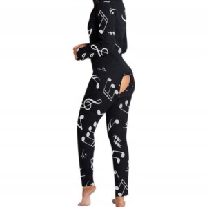 Piżama damska prezent na walentynki dla dziewczyny rozpinana czarna nuty l - miniatura 4