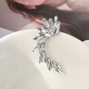 Kolczyk kryształowy z kryształów piękny na ucho klips błyszczący damski - miniatura 5