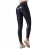 Legginsy push up wysoki stan modelujące ekoskóra elastyczne damskie czarne - miniatura 4