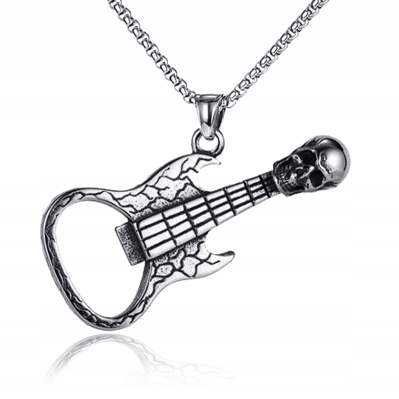 Naszyjnik metal czacha gitara muzyk artysta 376 - zdjęcie 1