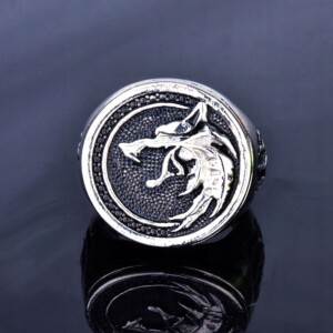 Pierścień sygnet wilk walka nordycki gotyk 501 - miniatura 7