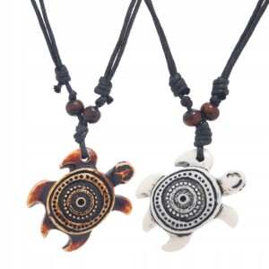 Naszyjnik żółw morski surferska kite windsurfing rzemyk rasta biały - miniatura 2