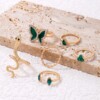 Złoto zestaw pierścionków retro punk vintage 6 sztuk wąż motyl zielony - miniatura 5