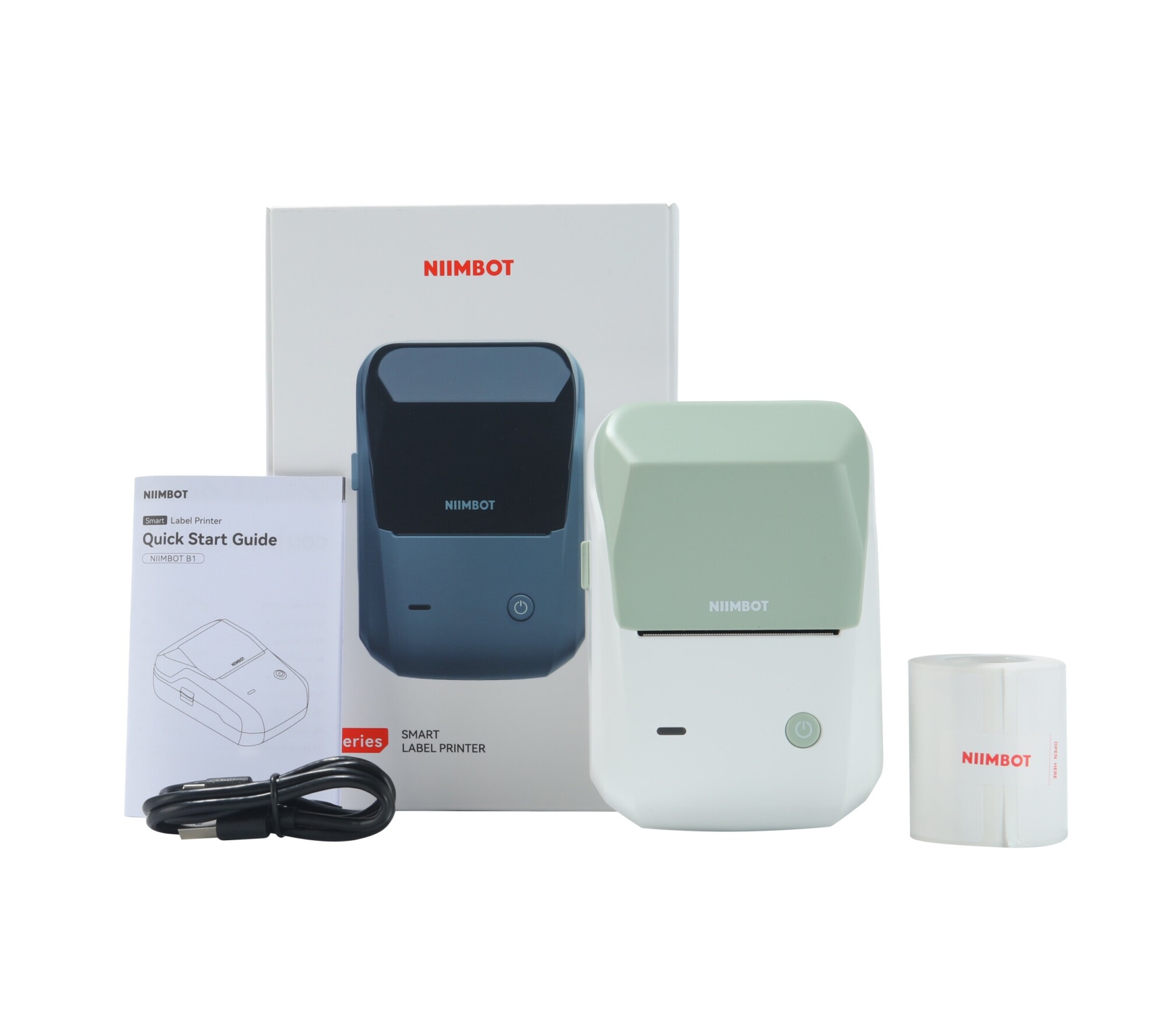 Niimbot b1 drukarka termiczna naklejki bluetooth zielono biała nowa +rolka