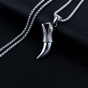 Naszyjnik srebrny łańcuszek pazur drapieżnik 345 - miniatura 13