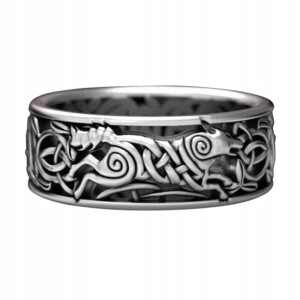 Pierścień sygnet wikingów nordycki wilk runa 148 - miniatura 1