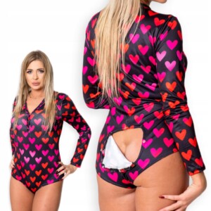 Piżama damska prezent na walentynki dla dziewczyny rozpinana serca xl - miniatura 1