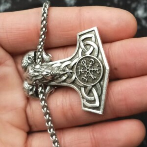 Naszyjnik młot thora valknut kompas baran 126 - miniatura 2
