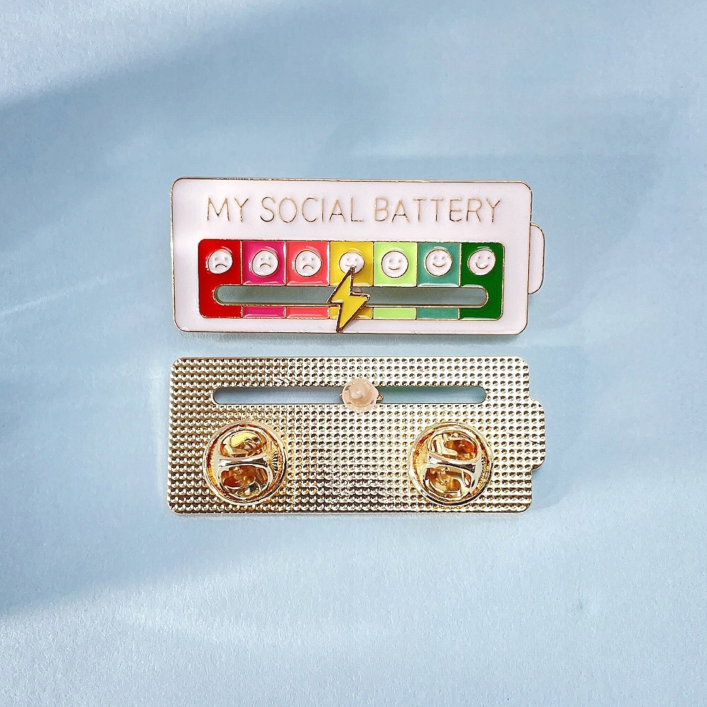 Przypinka wskaźnik humoru baterii przesuwana na ubranie plecak ustaw sam! - obrazek 3