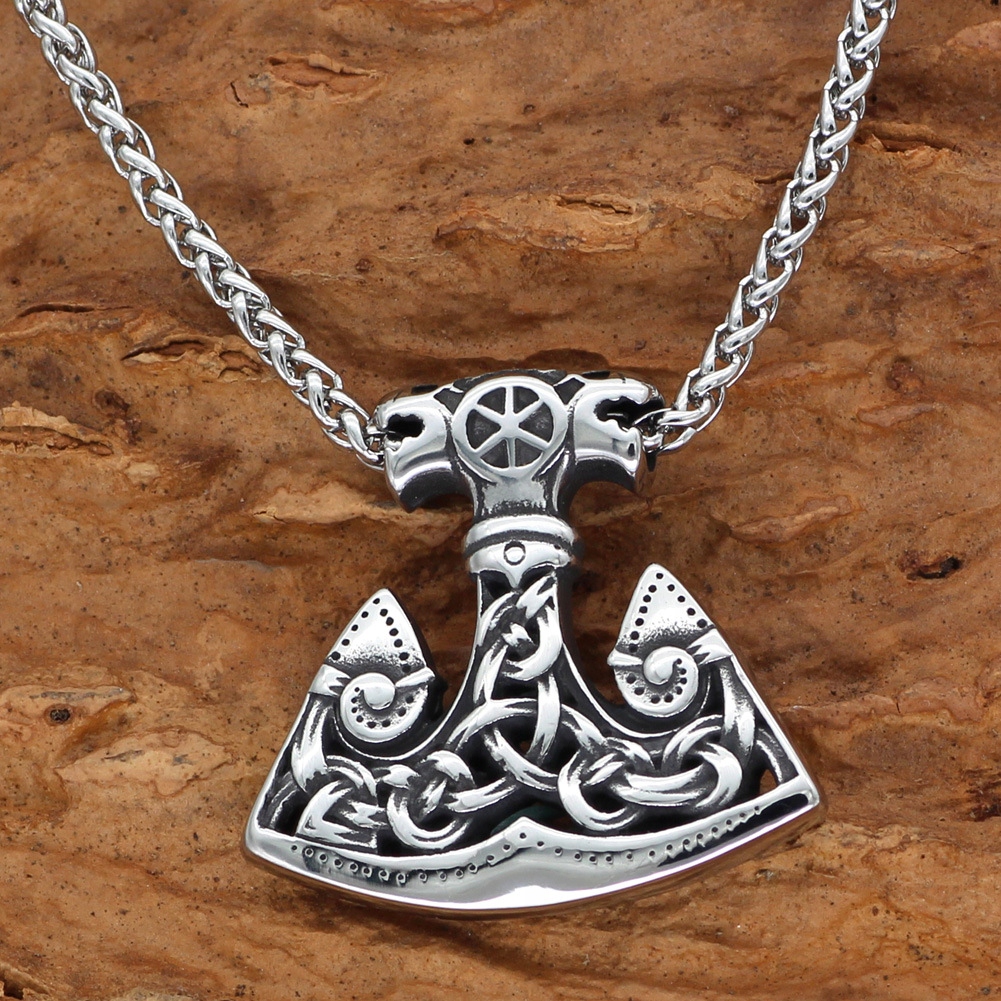 Naszyjnik męski młot thora gruby węże wiking 304 - zdjęcie 4