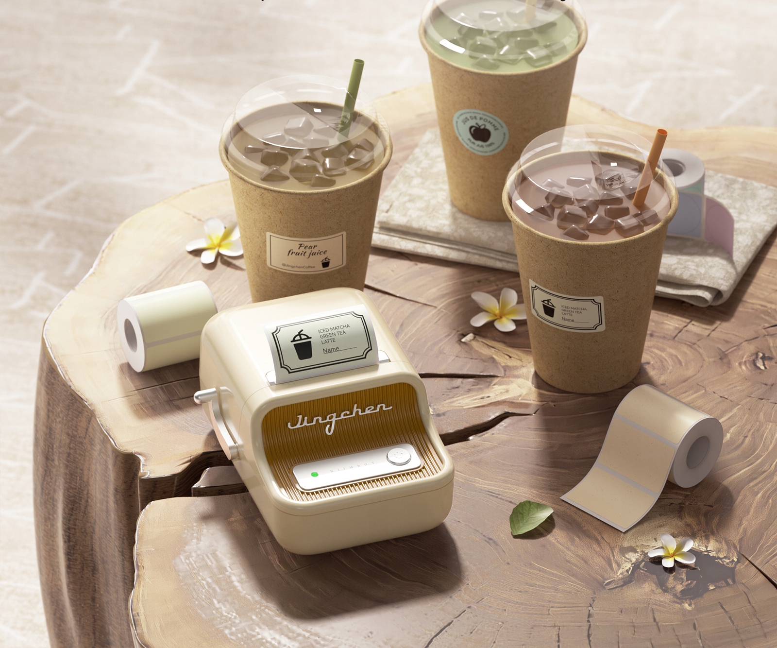 Niimbot drukarka termiczna naklejki bluetooth b21 pro kremowa 300dpi - zdjęcie 5