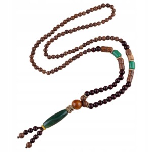 Naszyjnik drewniany nepal buddyjski mala wisiorek tybet ręcznie wykonany - miniatura 1