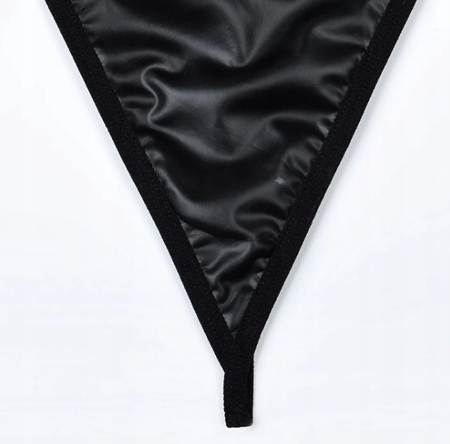 Seksowny komplet bielizny damskiej stanik pasy łańcuszki stringi czarny l - zdjęcie 6