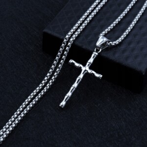 Naszyjnik srebrny stal łańcuszek krzyżyk 324 - miniatura 13