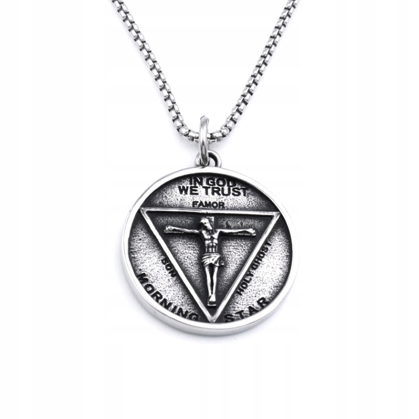 Naszyjnik srebrny łańcuszek in god we trust 323 - obrazek 2
