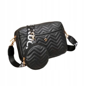 Torebka damska listonoszka czarna eko skóra zestaw 2szt chevron - miniatura 2