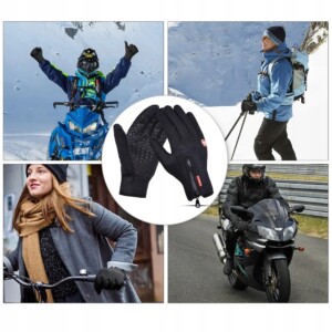 Rękawiczki sportowe -30c suwak unisex antypoślizg pianka dotykowe podszewka - miniatura 12