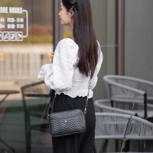 Torebka damska listonoszka czarna eko skóra zestaw 2szt chevron - miniatura 16