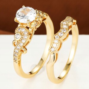 Złote obrączki ślubne stal para pozłacane r.17/19 - miniatura 4