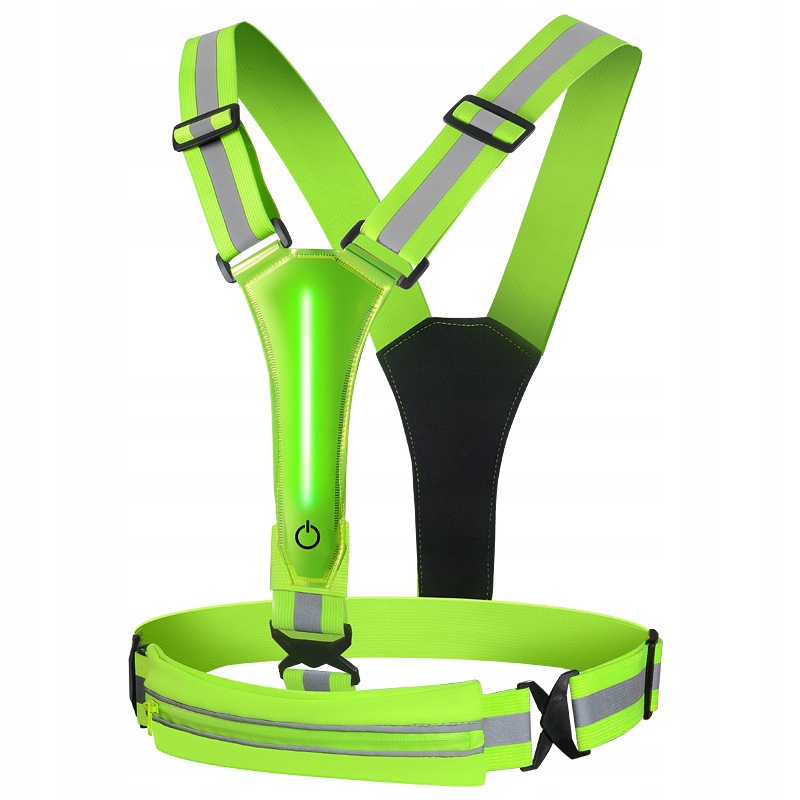 Kamizelka odblaskowa szelki do biegania rower podwójny 2x led usb kieszeń - zdjęcie 2